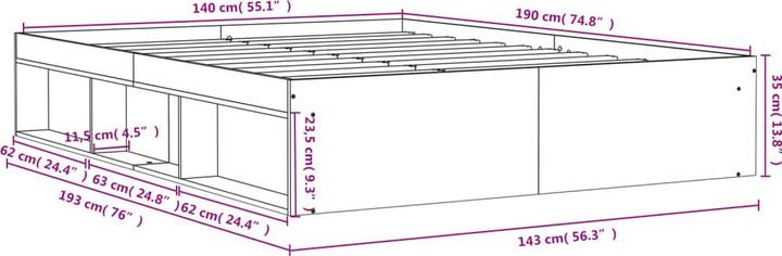 Image du produit vidaXL Bettgestell (140 x 190 cm)