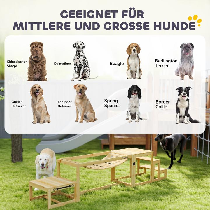 Produktbild PawHut Hunde Agility Set Tannenholz Naturholz (Agility)