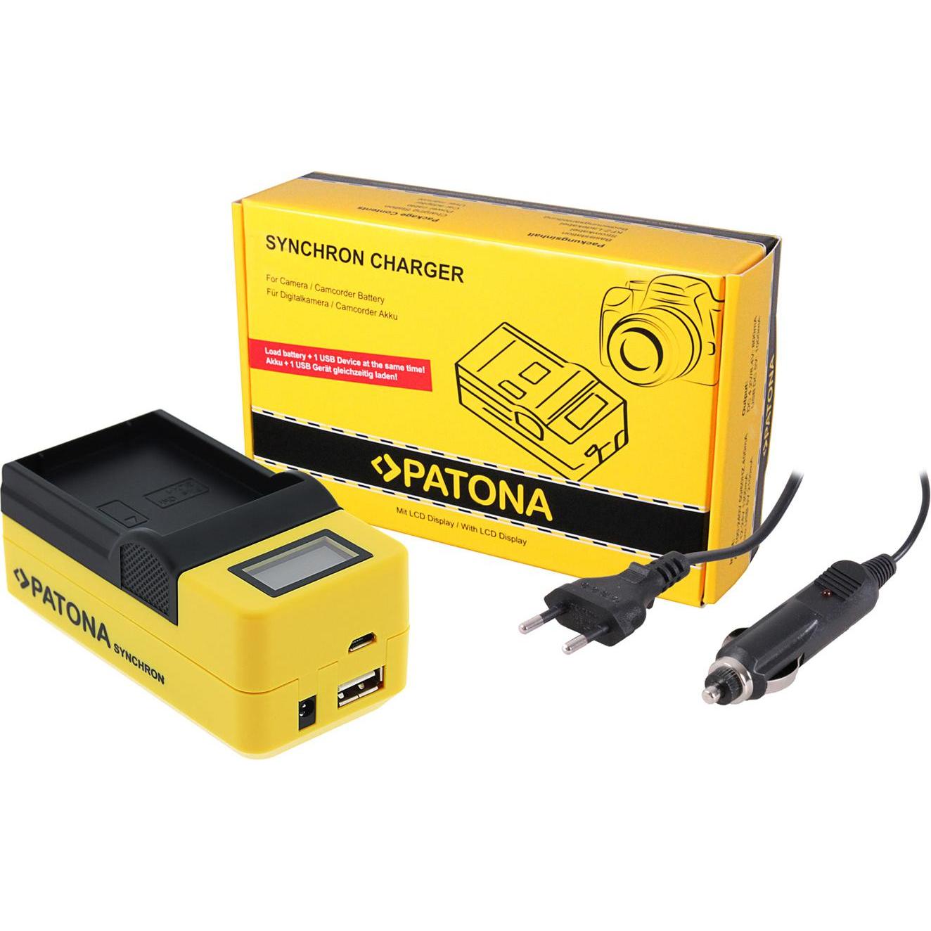 Patona Synchron USB Ladegerät f. Olympus OM-1 BLX-1 mit LCD-Display (Caricabatterie per fotocamere), Alimentatore fotocamera, Nero