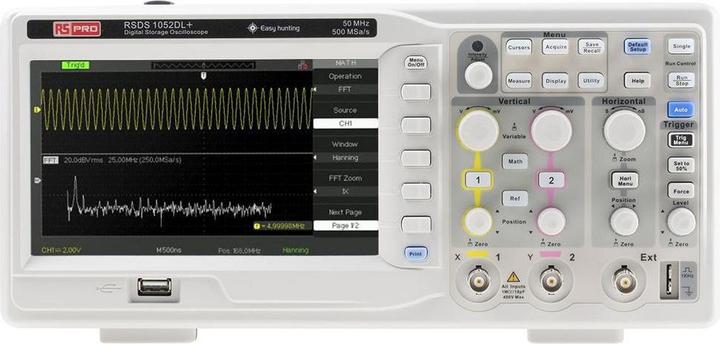 Image du produit RS PRO Digital oscilloscope,50MHz,2 channels (CAT I, CAT II)