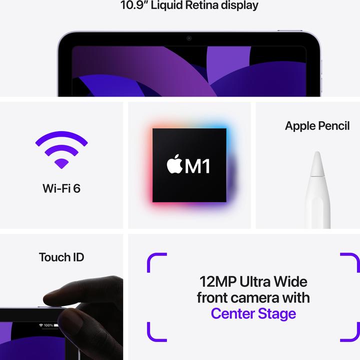 Produktbild Apple iPad Air 2022 (5. Gen) (nur WLAN, 10.90", 64 GB, Starlight)