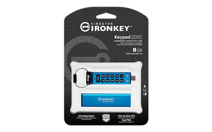 Immagine prodotto Kingston IronKey Keypad 200C (8 GB, USB 3.2)