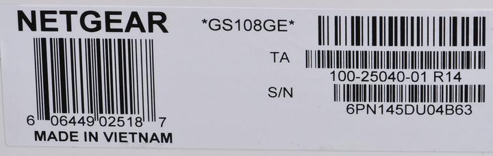 Voedingswaarden en ingrediënten Netgear Gs108ge (8 Havens)