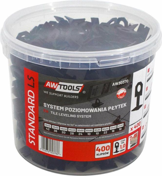 Awtools SISTEMA POZIOMOWANIA PŁYTEK STANDARD 1.0mm - 7mm-15mm - KLIPS 400szt.