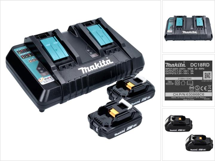 Makita Power Source Kit 18 V met 2x BL 1820 B 2,0 Ah oplaadbare batterij ( 2x 197254-9 ) + DC 18 RD Dubbel (18 V)