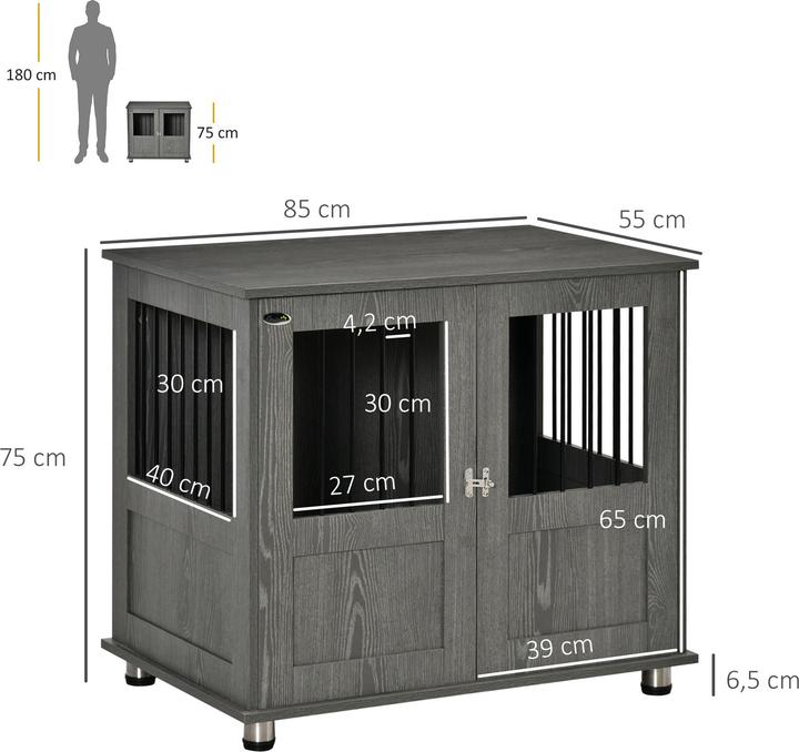 Immagine prodotto PawHut Hundekäfig Spanplatte, Stahl Grau (Cuccia per cani)