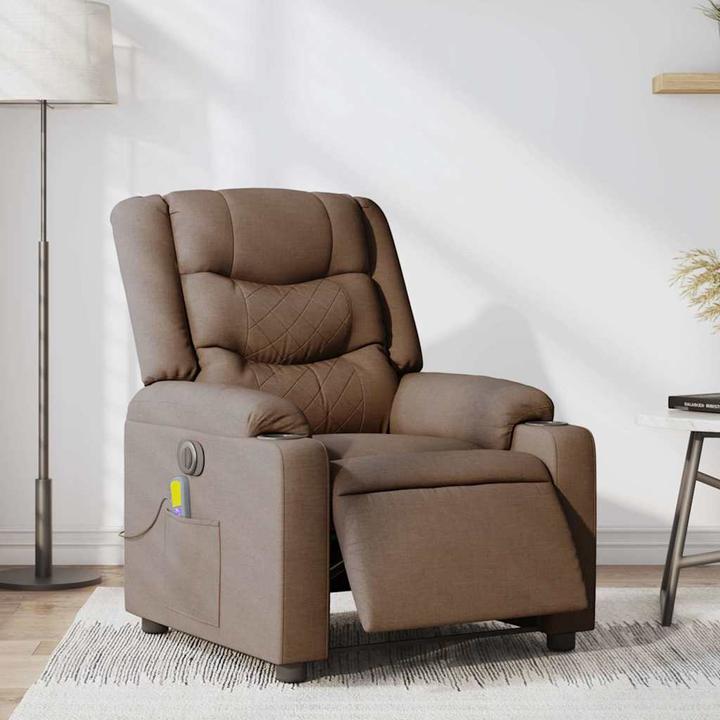 Actual product image vidaXL Massage chair electric brown fabric