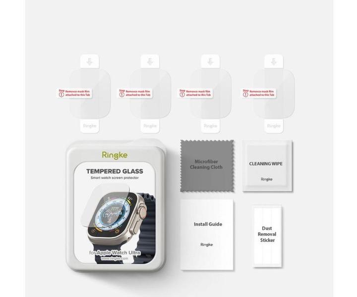 Image du produit Ringke Apple Watch Ultra Protecteur d'écran en verre trempé (4pcs) Transparent
