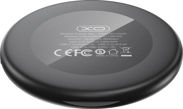 Actual product image xO wireless inductive charger CX031 black 15W with cable USB-C - USB-C and adapter set (15 W)