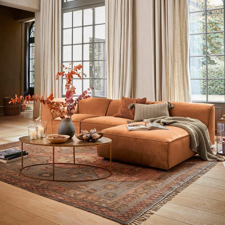 Produktbild Loberon Teppich Exeter orange/blau (200 x 200 cm)