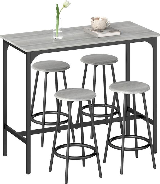 Produktbild Homcom Bartisch Set MDF, Metall Grau (110 x 50 x 89.50 cm)