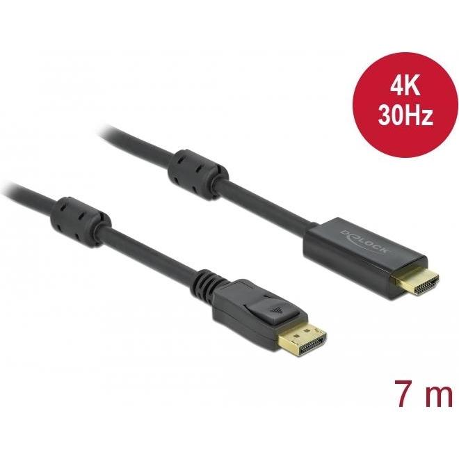 Delock Video- / Audiokabel (7 m, HDMI, DisplayPort), Video Kabel