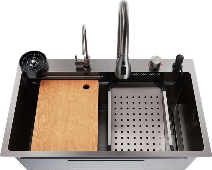 Produktbild SONNI Edelstahl-Splbecken 75x45x23cm Multifunktionsspalte, Einbausple mit Kchenzubeh?r-Set (Einbauspüle, 45 cm, 75 cm)