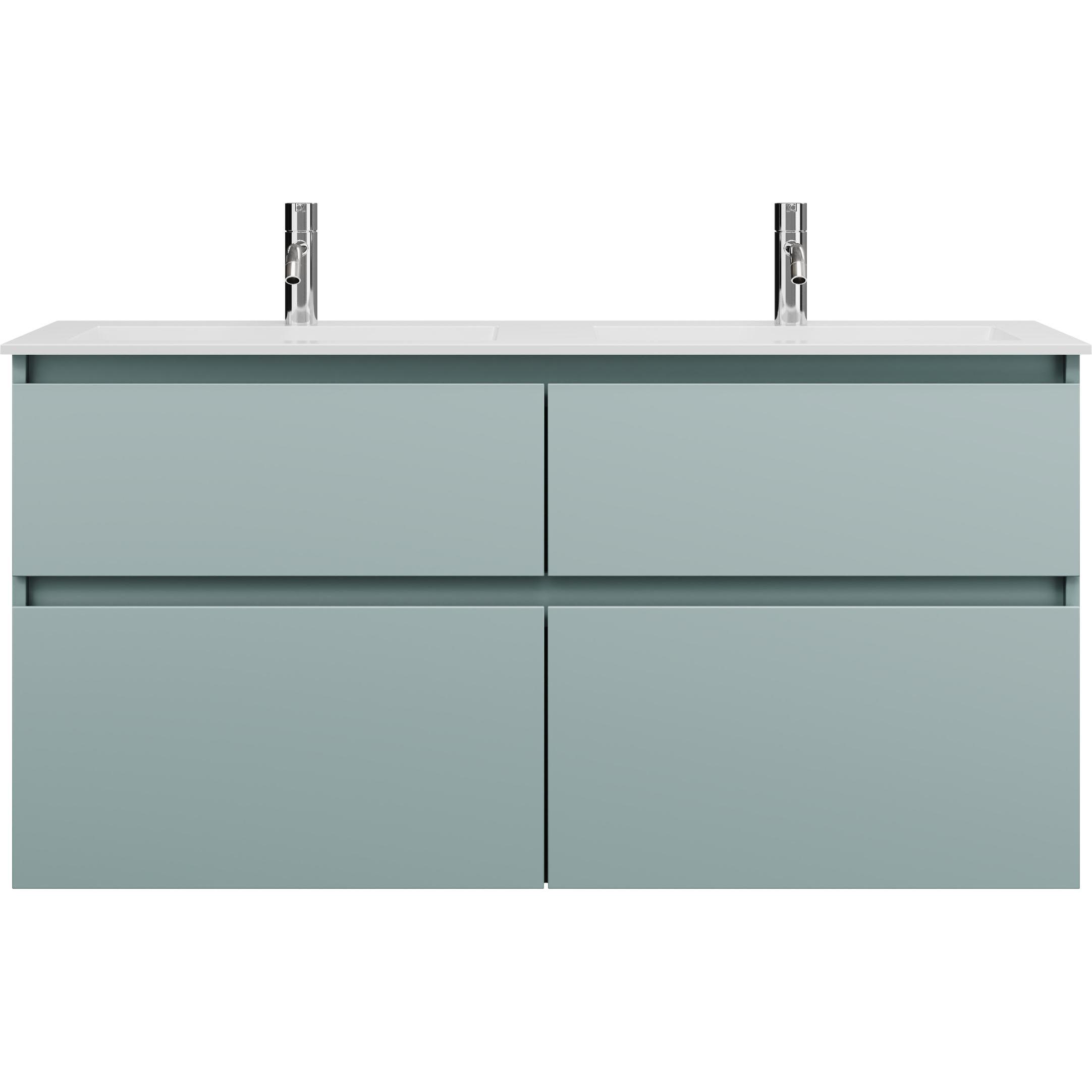 burgbad, Badmöbelset, Lin20 Mineralguss-Doppelwaschtisch Farbe Weiss Matt inklusive Waschtischunterschrank 4 Ausz