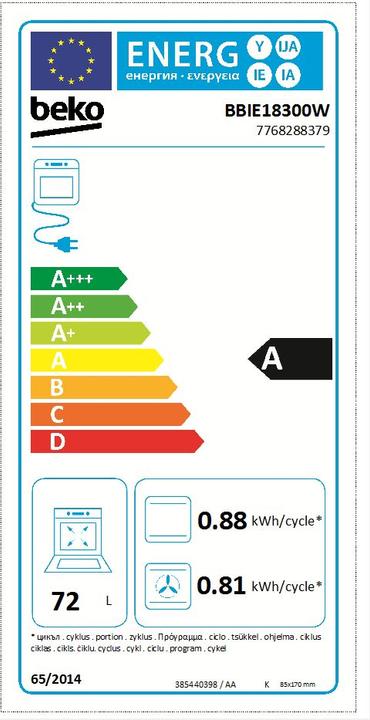 Energy Label Beko BBIE18300W
