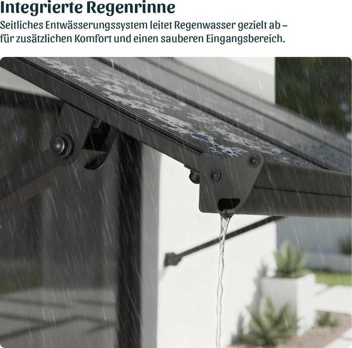 Actual product image Palram Canopia | Augustine 4.8ft Door Awning Black Structure / Opaque Grey Panels