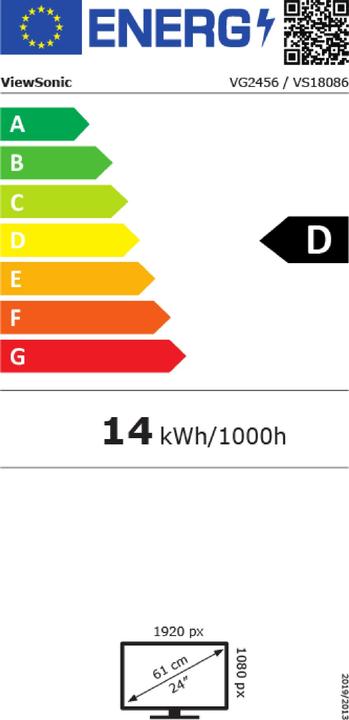 Energie-Label Viewsonic VG2456 - LED-Monitor - 61 cm (24") (23.8" sichtbar) (1920 x 1080 Pixel, 23.80")