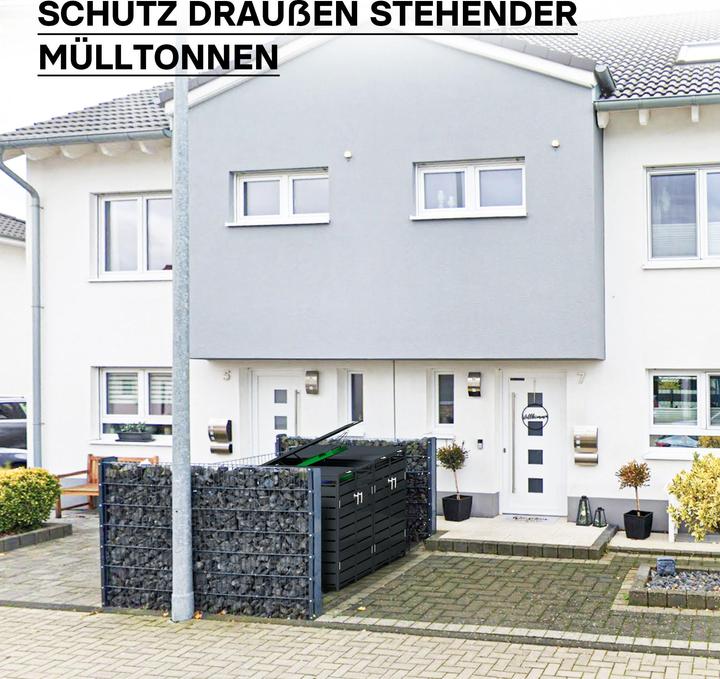 Produktbild Wiltec Mülltonnenbox für zwei Tonnen Anthrazit Klappdeckel Mülltonnenverkleidung