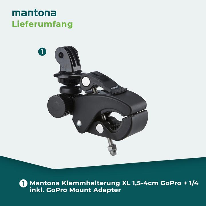 Actual product image mantona Clamp mounting XL (Hero 3, Hero 3+, Hero 4, Hero 2, hero 5, Hero 6, Hero 7)