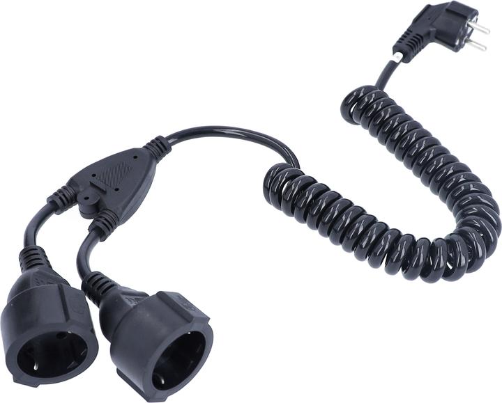 Productafbeelding As - Schwabe 2fach Schutzkontakt-Spiralkabel, schwarz (2.50 m, CEE 7/3)