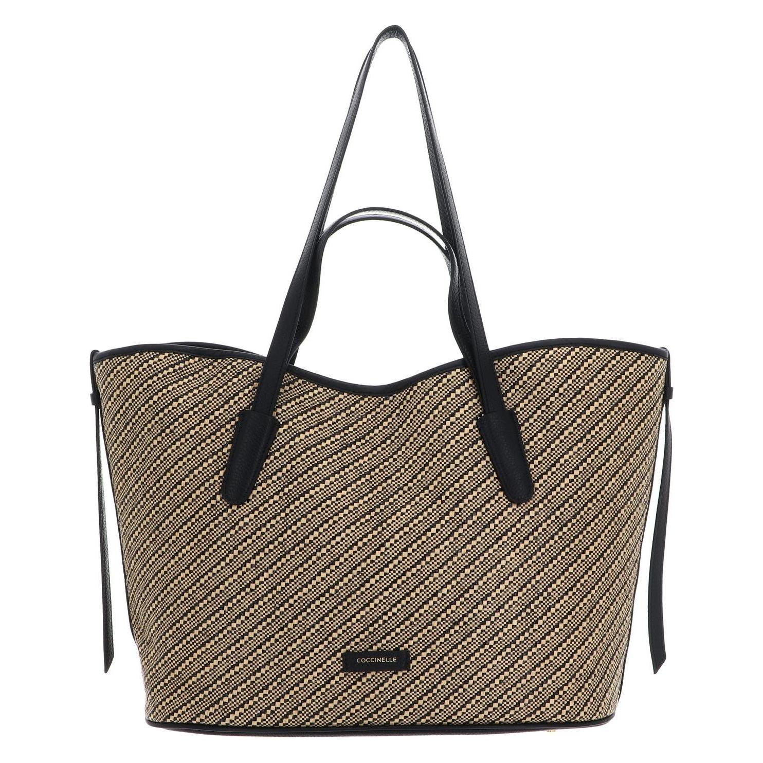 Coccinelle, Damen, Tasche, New Never Without Bag Bicolor Straw Handbag, Beige, Schwarz