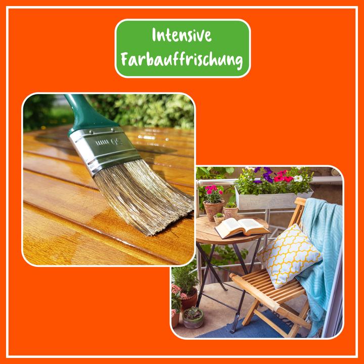 Actual product image Poliboy 2x 500ml Teak Öl dunkel + Baumwolltuch (Darkness, 1 l)