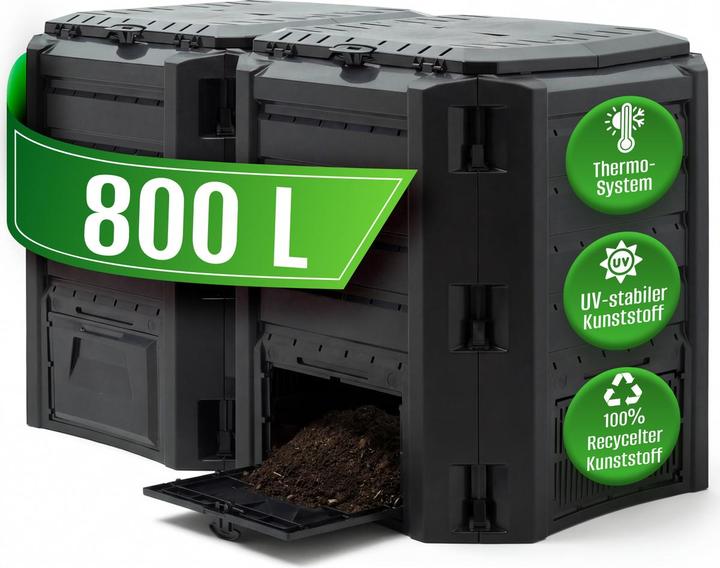 Produktbild Deuba Modularer Zweikammer-Kompostkasten 800L schwarz (800 l)