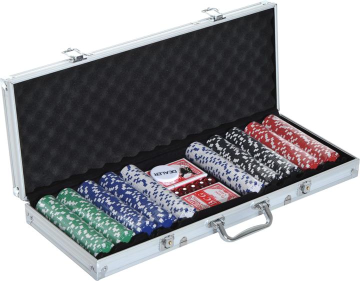 Homcom Valigetta da poker con set da poker (Tedesco, Francese, Italiano, Inglese)