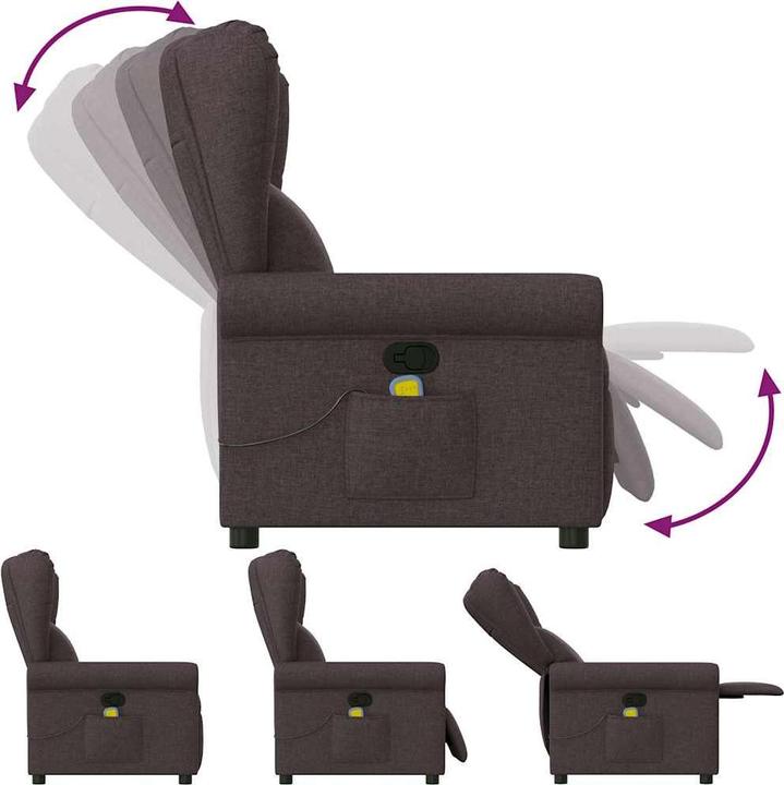 Productafbeelding VidaXL Massage fauteuil donkerbruine stof Massage TV fauteuil