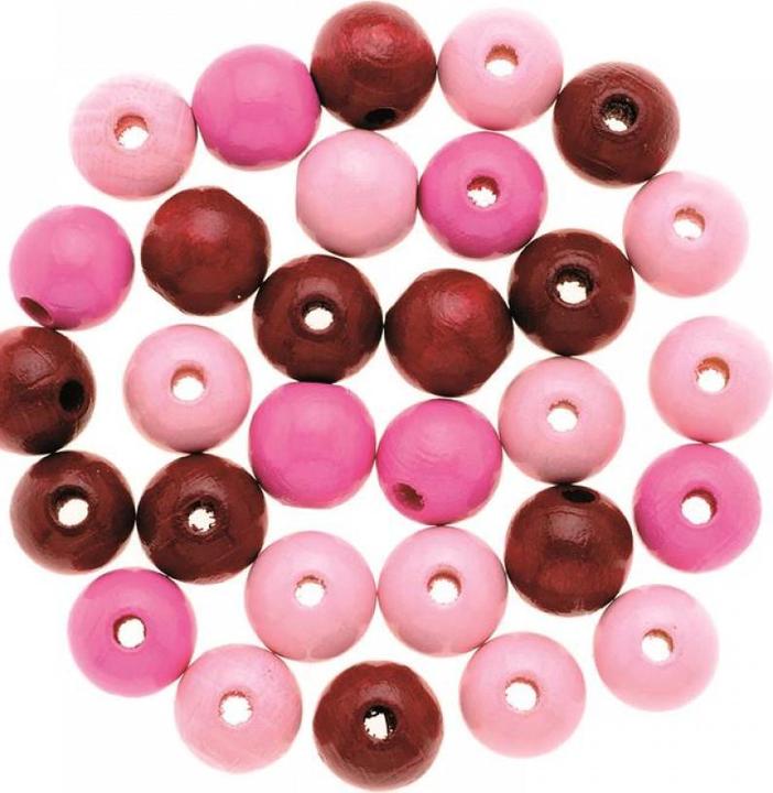 Glorex Holzperle 8mm 80St rosa-mix FSC Buche