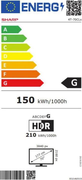 Energy Label Sharp 70CL5EA (70", LCD, 4K, 2021)