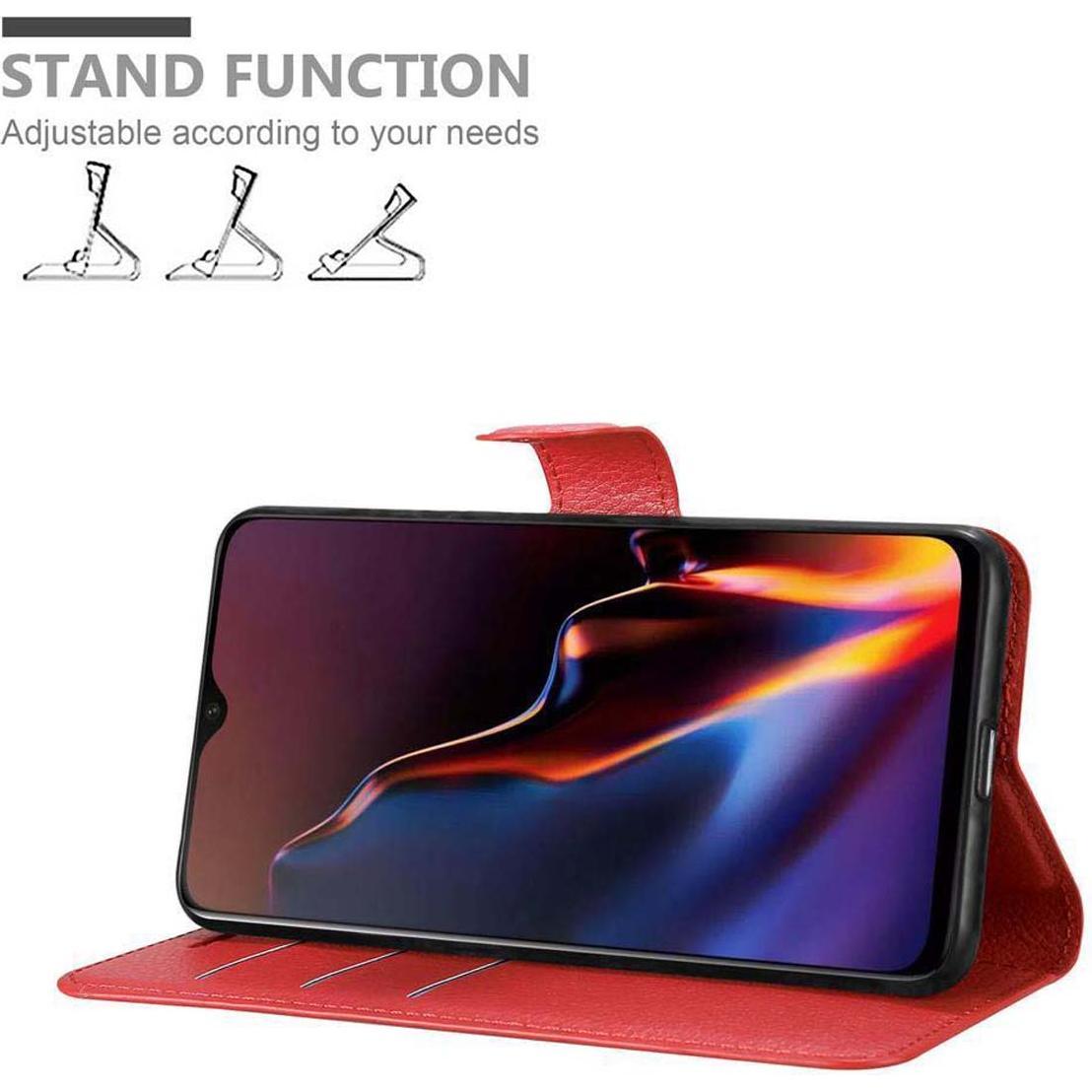 Thumbnail - Cadorabo Book mit Standfunktion Cover (OnePlus 6T), Smartphone Hülle, Rot