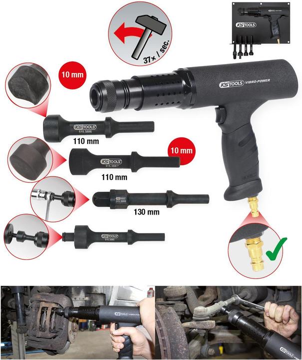 Actual product image KS Tools Vibro-Power pneumatic chisel hammer set. 6 pcs. 51 (Air blast)