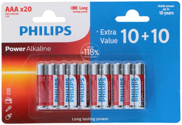 Actual product image Philips AAA batteries - LR03/1.5V - 20 pieces - Alkaline battery (20 pcs., A)
