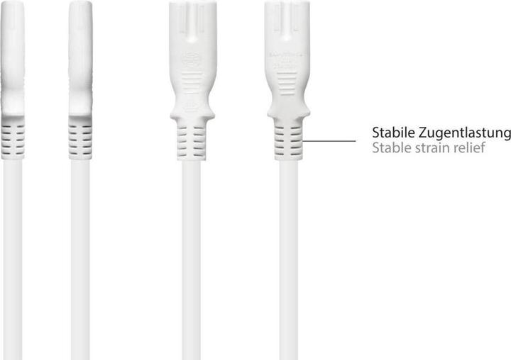 Actual product image Varia Euro mains cable Euro plug type C to C7Euro 8 socket, white, 0.75mm, 0.75m (0.75 m)