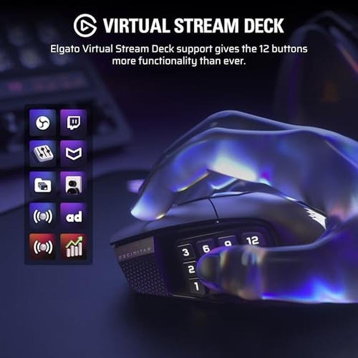 Produktbild Corsair Gaming-Maus Scimitar Elite Wireless SE, Maus Features (Kabellos)