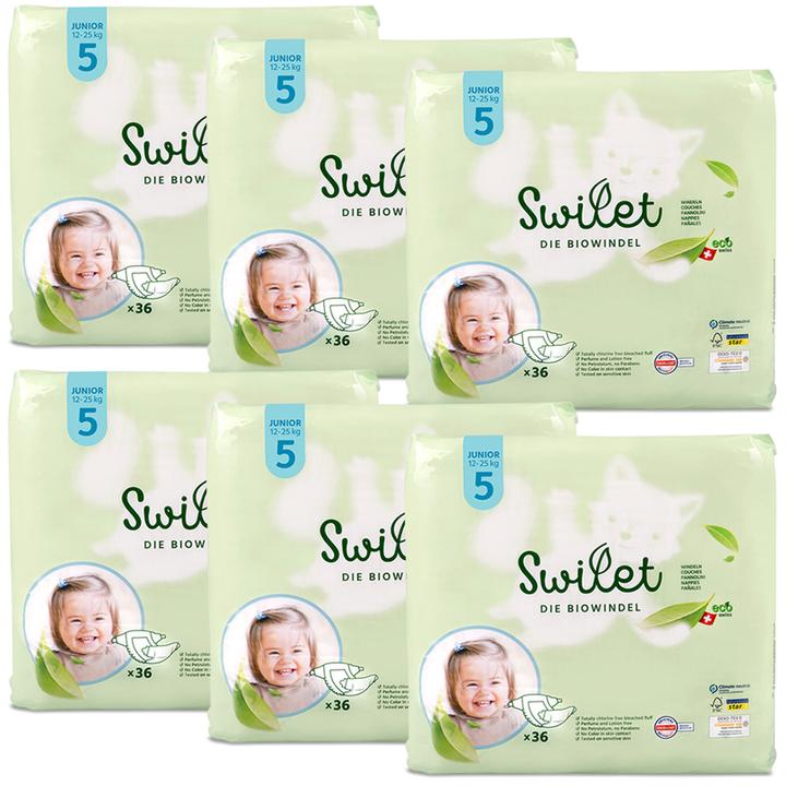 Produktbild Swilet Die Biowindel (Gr. 5, Halbmonatsbox, 216 Stück)