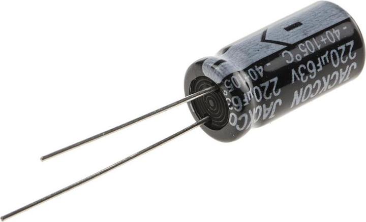 Produktbild RS PRO Elektrolytkondensator, radial, 220uF, 3uA, 63V, 430mA