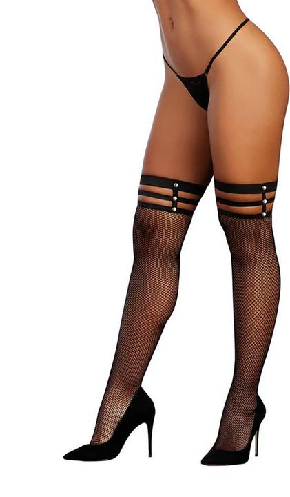 Image du produit Dreamgirl Strappy Fishnet Thigh Hi Dmd - OS (Taille unique)