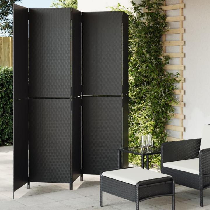 Immagine prodotto vidaXL Paravento 5 pezzi in poly rattan nero,Colore: Nero,Materiale