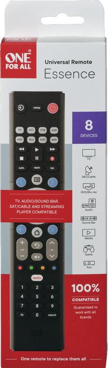 Immagine prodotto One for All URC 1281 Essence 8, nero (Telecomando universale, Infrarossi)