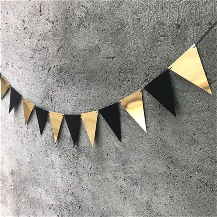 Fahnen Girlande - Schwarz und Gold (1 Stk.)