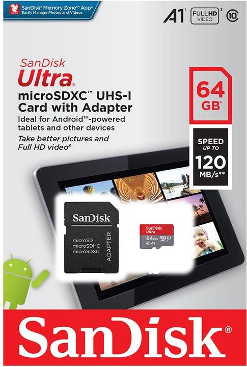 Produktbild Sandisk Ultra (64 GB, microSDXC, U1, UHS-I)
