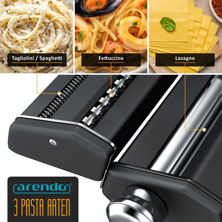 Produktbild Arendo Nudelmaschine, Manueller Pasta Maker, Nudelpresse, Edelstahl, 7 einstellbare Stärken, Duplexvorsatz