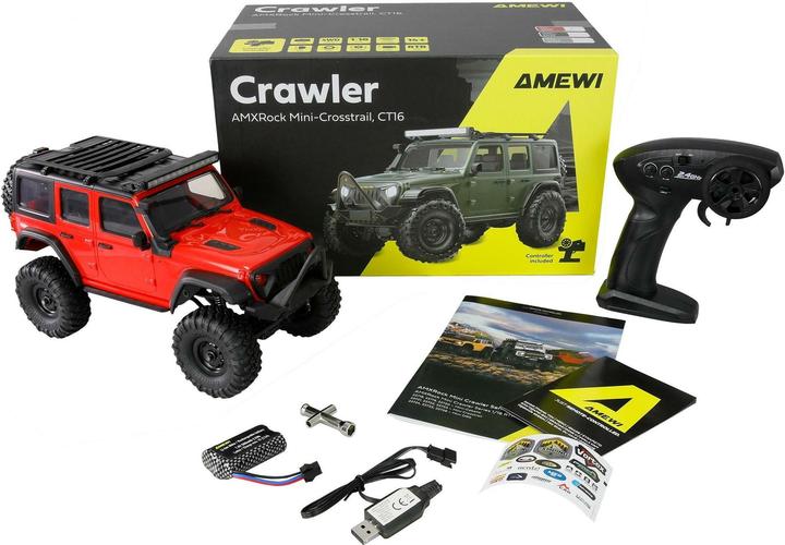 Produktbild Amewi RC Crawler Mini-Crosstrailer AMXRock 4WD 1:16 RTR rot (RTR Ready-to-Run)