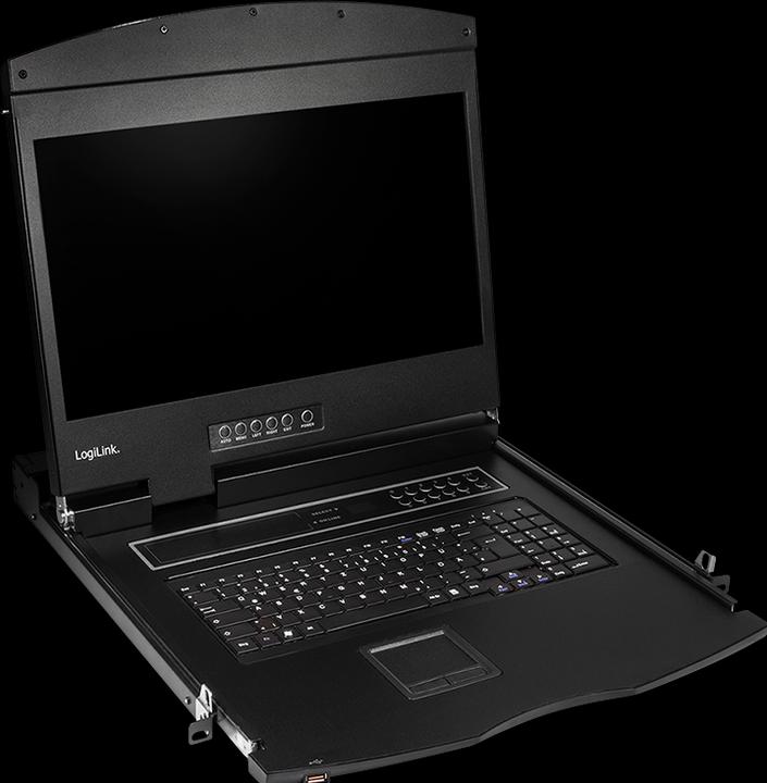 Produktbild LogiLink KVM-Konsole mit 19" Bildschirm, HDMI, Full HD, USB-A, PS/2, QWERTZ