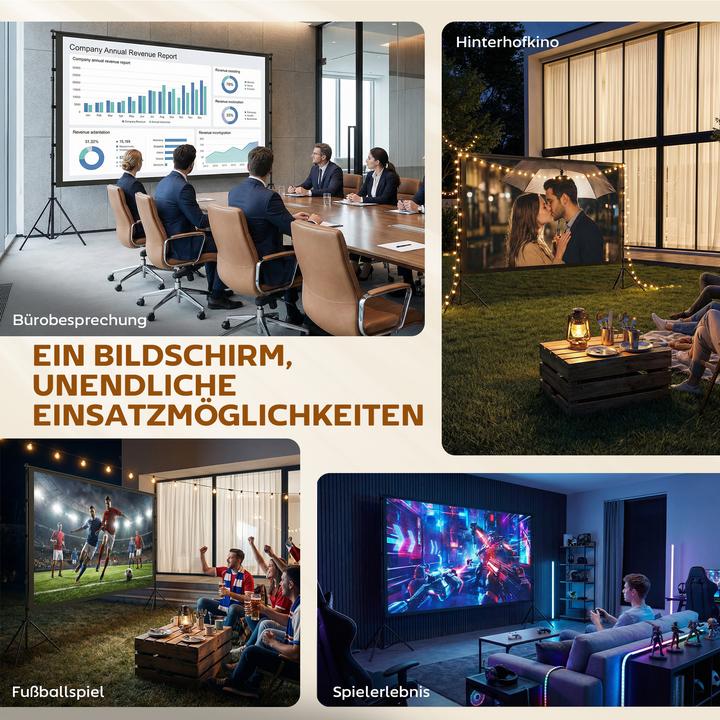 Actual product image Homcom Projektor-Leinwand Polyester, Aluminium Schwarz (120", 16:9)
