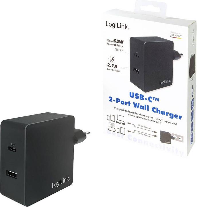Actual product image LogiLink USB socket adapter (65 W, 2 ports)