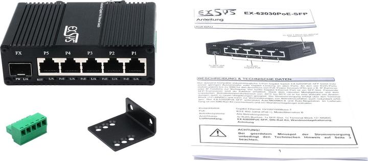 Produktbild Exsys Web-Managed Mini PoE+ Switch 5x 1 Gbit/s + 1x SFP (6 Ports)
