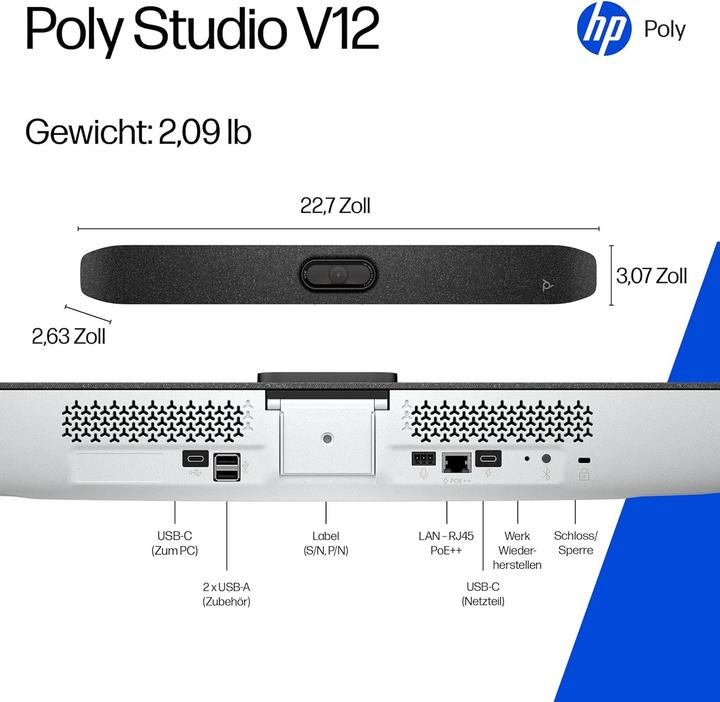 Actual product image Poly Studio V12 USB Video Bar Customer Special 1